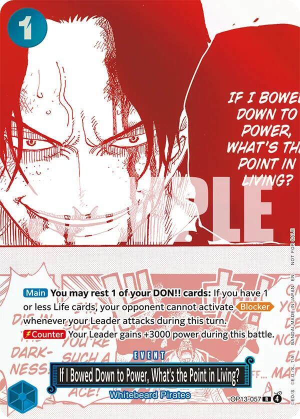 If I Bowed Down to Power, What's the Point in Living? (3rd Anniversary Treasure Campaign Pack) - One Piece Promotion Cards (OP-PR) (Copy) (Copy) (Copy)