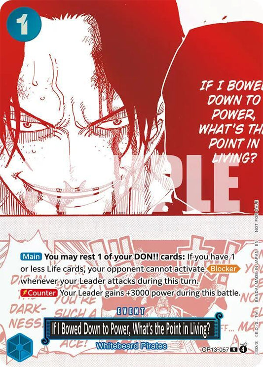 If I Bowed Down to Power, What's the Point in Living? (3rd Anniversary Treasure Campaign Pack) - One Piece Promotion Cards (OP-PR) (Copy) (Copy) (Copy)