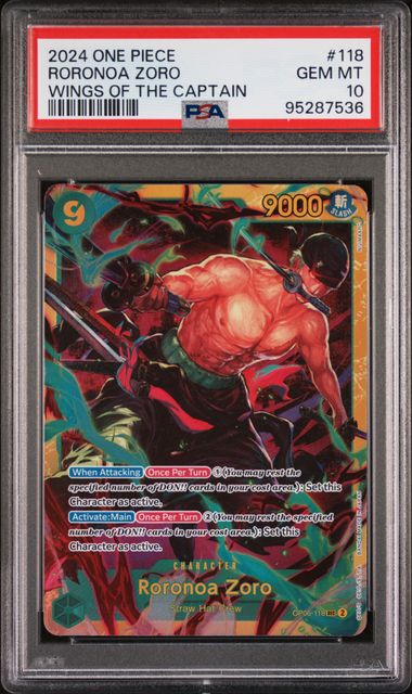 PSA 10 - 2024 ONE PIECE OP06-WINGS OF THE CAPTAIN #118 RORONOA ZORO