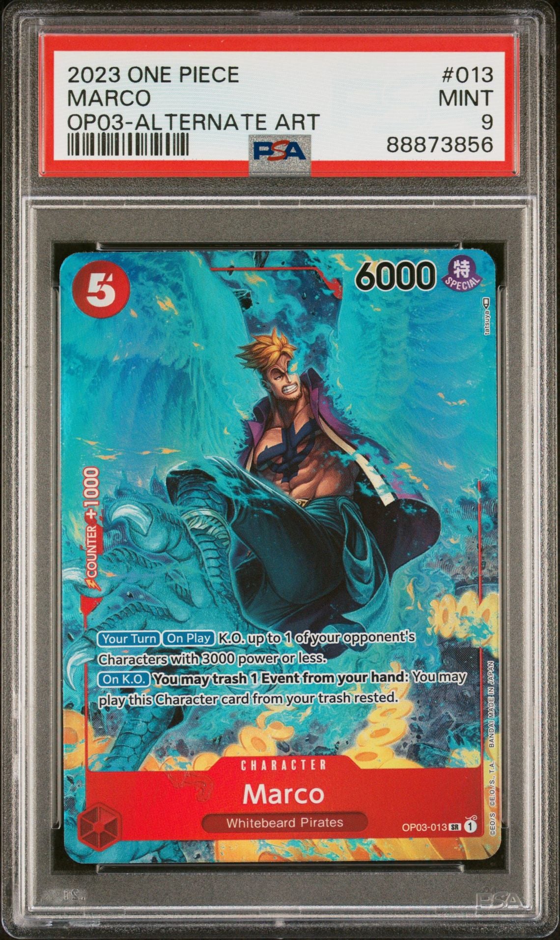 PSA 9 - 2023 ONE PIECE OP03-PILLARS OF STRENGTH #013 MARCO ALTERNATE ART