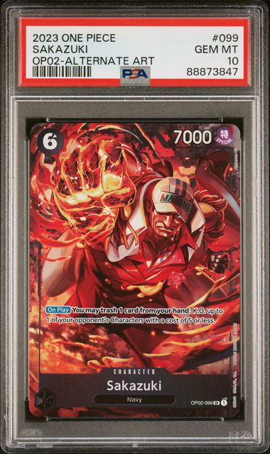 PSA 10 - 2023 ONE PIECE OP02-PARAMOUNT WAR #099 SAKAZUKI ALTERNATE ART